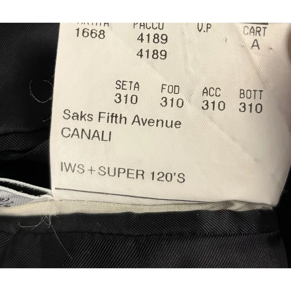 Canali Saks Fifth Avenue Mens Charcoal Gray Pinstripe Pure Wool Suit 54R Italy